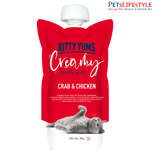 Kitty Yums Creamy Crab & Chicken Treat for Cats 80g