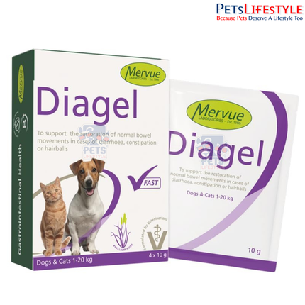 Mervue by Opus Pet Diagel | Digestive Health Supplement for Dogs & Cats | Diarrhea & Constipation Support | 10 g x 4 Sachets