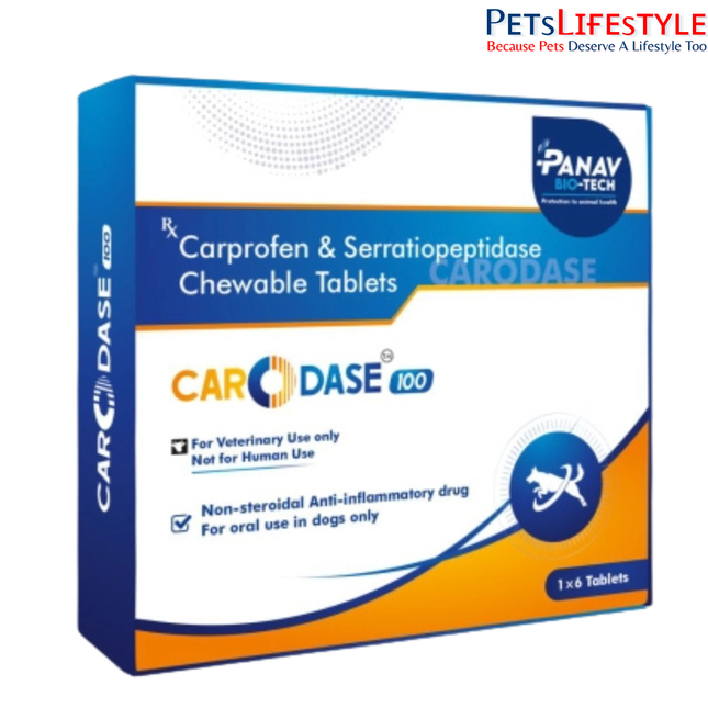 Carodase 100 Carprofen & Serratiopeptidase Chewable Tablets for Dogs Pain & Inflammation Relief