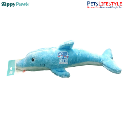 ZippyPaws Jigglerz – Dolphin  Super Sized Multi-Squeaker Plush Dog Toy