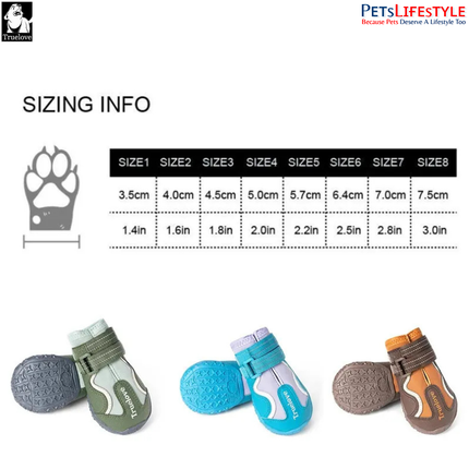 Truelove Pet Boots – Waterproof TPR Sole Dog Shoes ( 4 SHOES ) Outdoor Protection Boots