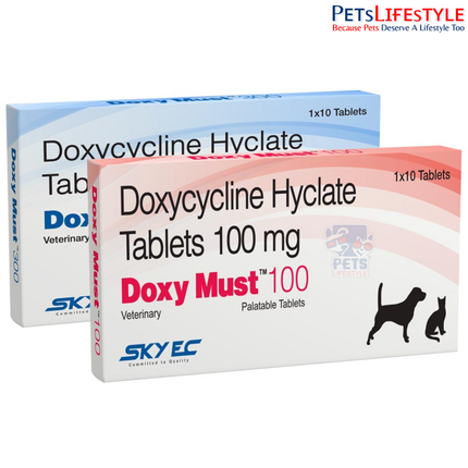 Sky EC DoxyMust Tablets | Doxycycline Hyclate Tablets for Dogs & Cats | Broad-Spectrum Veterinary Antibiotic