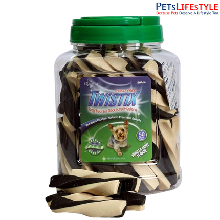 Twistix Dental Dog Treats Small 50 Sticks – Vanilla Mint Daily Dental Chews for Fresh Breath & Clean Teeth 530g