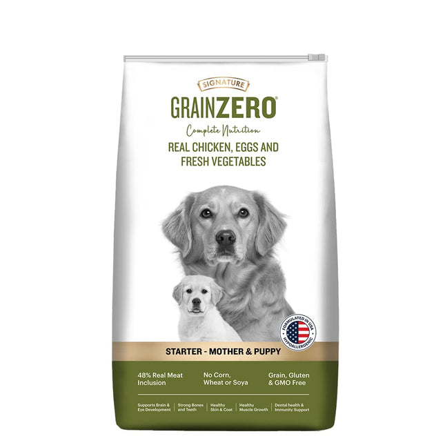 Signature Grain Zero Starter Mother & Puppy Dog Dry Food - 3 kg - Real Chicken, Eggs and Fresh Vegetables | Grain, Gluten & GMO Free