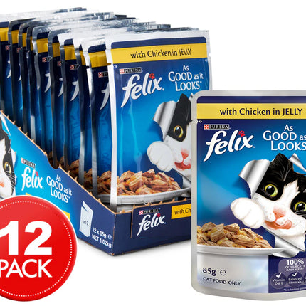 Felix Wet Food for Adult Cats Complete and Balanced Cat Food  Chicken Flavour