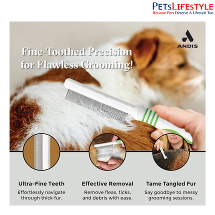 Andis Standard Flea Comb for Dogs & Cats – Lime Green