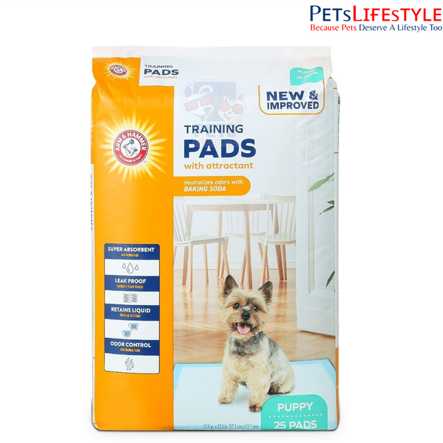 Arm & Hammer for Dogs Puppy Training Pads with Attractant – 25 Count