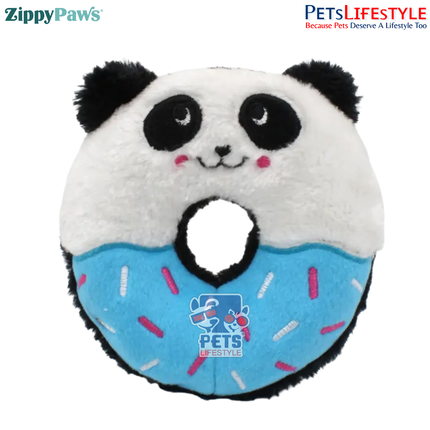 ZippyPaws Donutz Buddies Panda Stuffing-Free Plush Squeaky Dog Toy