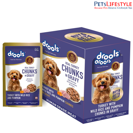 Drools Turkey with Wild Rice & Pumpkin Gravy 120g (5+1 Pack)