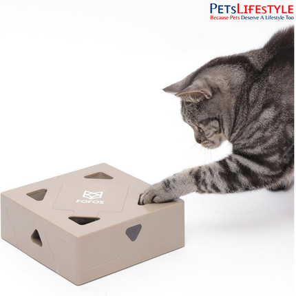 FOFOS ErratiCat Interactive Cat Toy – White, PIR Infrared Auto-Motion Toy with Real Feathers & Auto-Sleep Mode, Battery-Operated