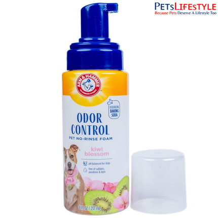 Arm & Hammer Odor Control Dry Bath No Rinse for Dogs Kiwi Blossom 237 ml | Waterless Foaming Dog Shampoo