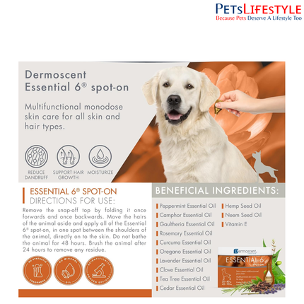 Savavet Dermoscent Essential 6 Spot-On for 20 to 40kg Skin & Coat Care Care for Dogs