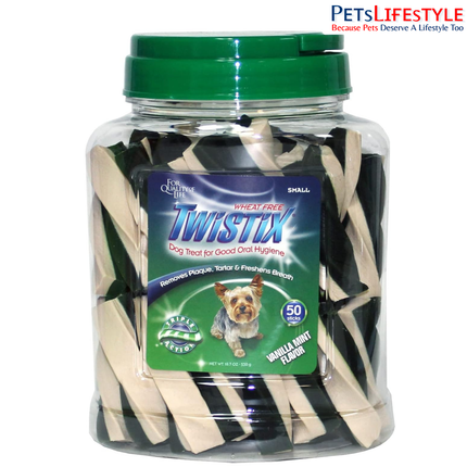 Twistix Dental Dog Treats Small 50 Sticks – Vanilla Mint Daily Dental Chews for Fresh Breath & Clean Teeth 530g