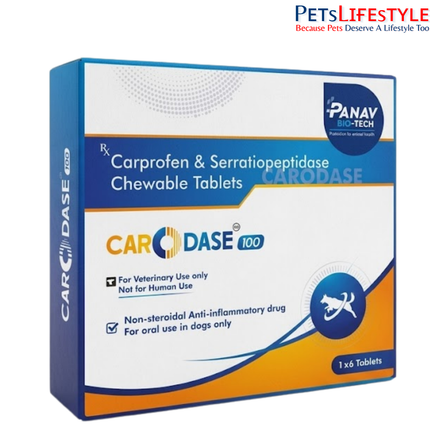 Carodase 100 Carprofen & Serratiopeptidase Chewable Tablets for Dogs Pain & Inflammation Relief