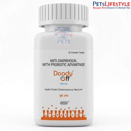 INTAS Doody Off Anti-Diarrhoeal Probiotic Chewable Tablets for Dogs & Cats (30 Tablets)