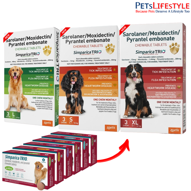 Zoetis Simparica Trio for Dogs — Monthly Parasite Protection 1 Tablet