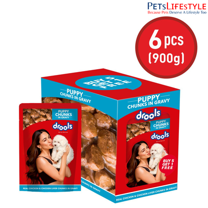 Drools Puppy Wet Dog Food Real Chicken & Chicken Liver Chunks (6 x 150g)