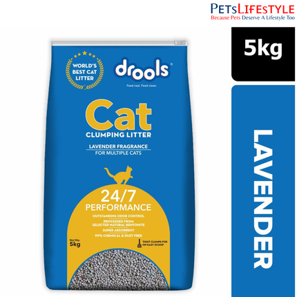 Drools Clumping Lavender Fragrance Cat Litter for Multiple Cats 5 Kg