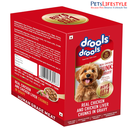 Drools Real Chicken & Liver Gravy 120g (5+1 Pack)