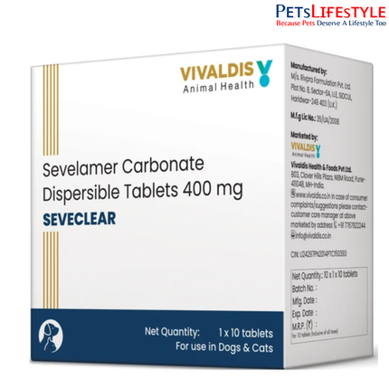 Vivaldis Seveclear 400 mg Tablets – Sevelamer Carbonate Phosphate Binder for Dogs & Cats