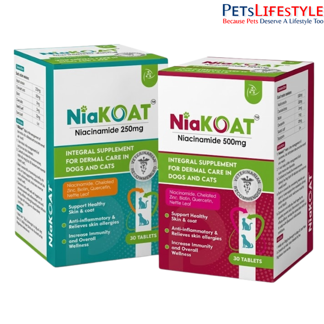 Niakoat Niacinamide Tablets for Skin & Coat Care in Dogs & Cats (250 mg / 500 mg)