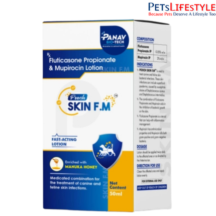 Pooch Skin F.M Fluticasone Propionate & Mupirocin Lotion for Dogs & Cats (50 ml)