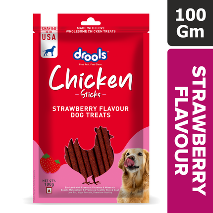 Drools Chicken Strawberry Flavor Dog Treats Sticks 100g