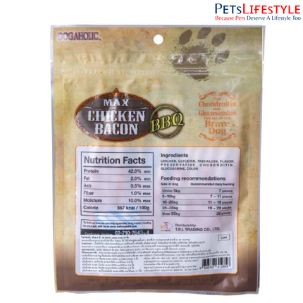 Dogaholic BBQ real bacon with BBQ flavour Max Chicken Bacon Stickspremium soft-chew treats
