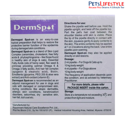 Dermspot Spot-On 4ml Topical Skin Barrier Repair For Dogs Above 10kg (Pack of 4)
