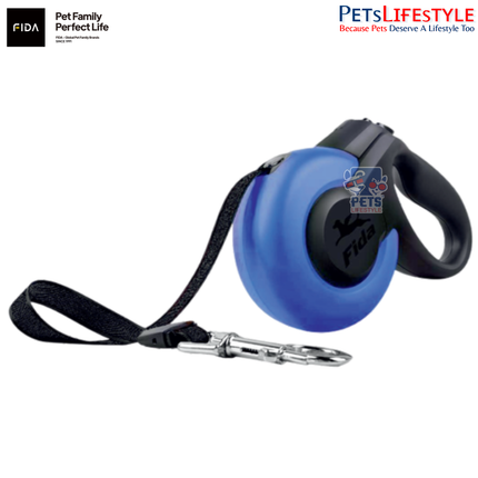 FIDA Mars Retractable Dog Leash – Blue – Anti-Twist Heavy Duty Reflective