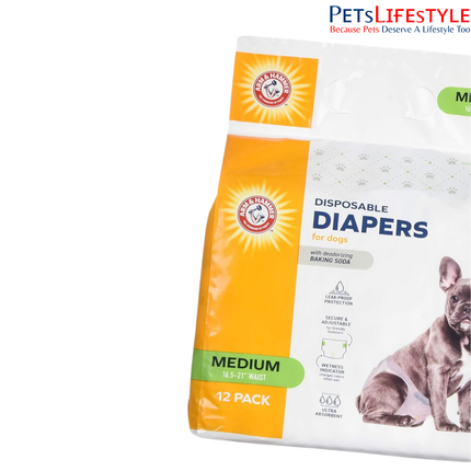 Arm & Hammer for Pets Disposable Female Dog Diapers – Medium (12 Count)