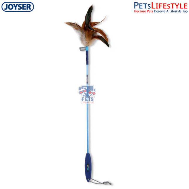 JOYSER Cat Teaser Wand Toy with Real Feather – Blue