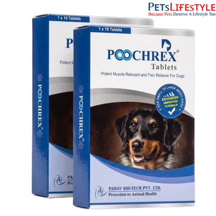 Poochrex Muscle Relaxant & Calming Tablets for Dogs Pain Relief & Recovery Support