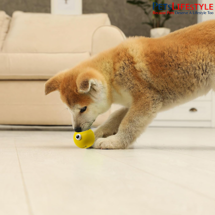 Squeeezys Latex Monster Ball Yellow Squeaky Dog Toy – Natural Latex Rubber Play Toy for Dogs
