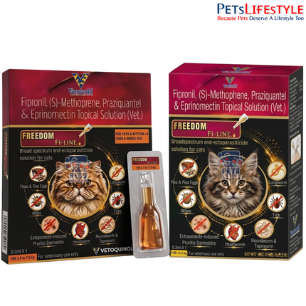 Freedom F1 Line Spot-On Solution for Cats | Broad Spectrum Flea, Tick, Worm & Mange Treatment