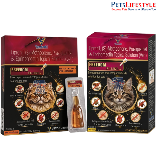 Freedom F1 Line Spot-On Solution for Cats | Broad Spectrum Flea, Tick, Worm & Mange Treatment