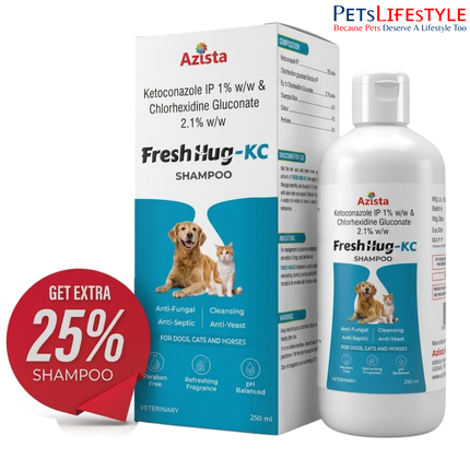 Fresh Hug KC Ketoconazole Shampoo 250ml for Dogs & Cats – Antifungal & Antibacterial Skin Care | Azista Vet