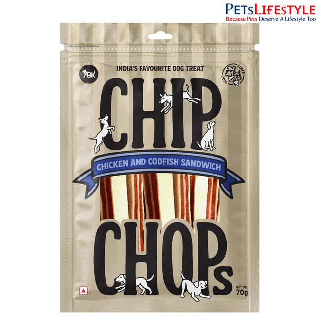 Chip Chops Chicken & Codfish Sandwich Dog Treats 70g