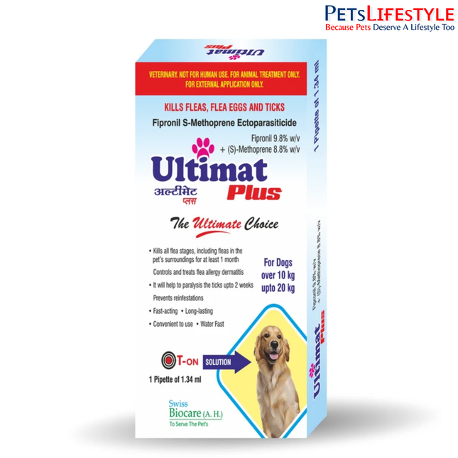 Ultimat Plus Spot-On for Dogs 10 – 20 kg (Fipronil 9.8% + (S)-Methoprene 8.8%) | Advanced Flea & Tick Control