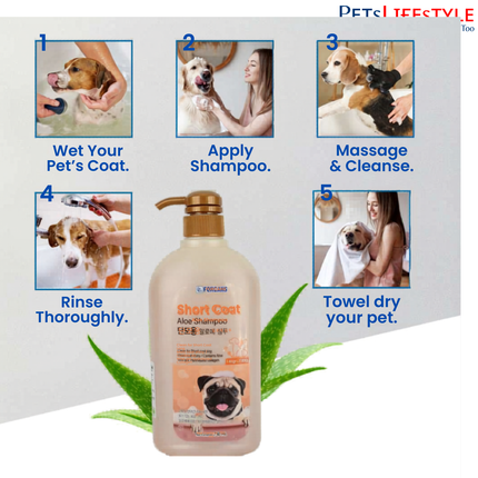 Forcans Short Coat Aloe Dog Shampoo – Aloe Vera Nourishing Shampoo for Short-Haired Dogs