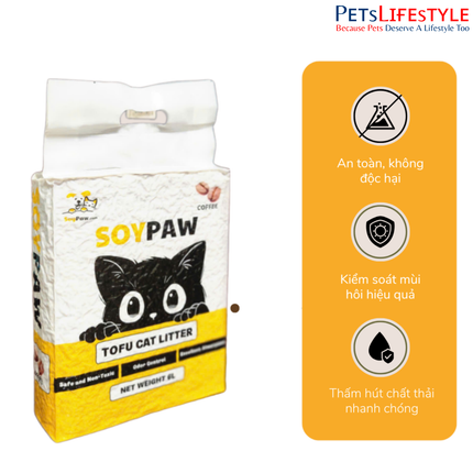 SoyPaw Coffee Soybean Cat Litter 6L – Natural Clumping Dust-Free Tofu Cat Litter