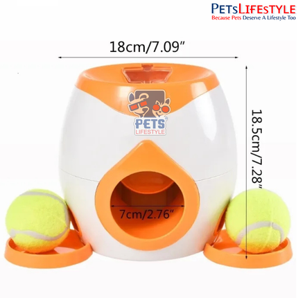 Automatic Dog Ball Launcher, Automatic Tennis Ball Food Dispenser, Training Pet Throwing Balls Machine with Snack Reward System for Small & Medium Dogs (Orange)