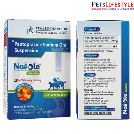 Navole Pantoprazole Oral Suspension for Dogs & Cats Gastric Ulcer & Acid Control (20 ml)