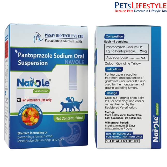 Navole Pantoprazole Oral Suspension for Dogs & Cats Gastric Ulcer & Acid Control (20 ml)