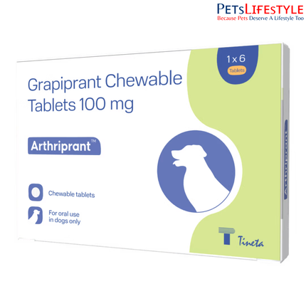 Tineta Arthriprant Grapiprant Chewable Tablets 100mg for Dogs (Strip of 6 Chews)