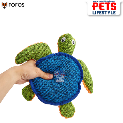 The FOFOS Summer Plush Sea Turtle Dog Toy | Multi-Fabric Squeaky Toy