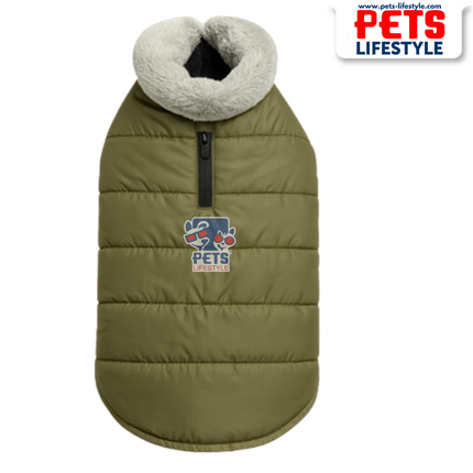 Fur Jacket for Dogs – Olive Green Winter Wear by PᴇᴛsLɪғᴇsᴛʏʟᴇ