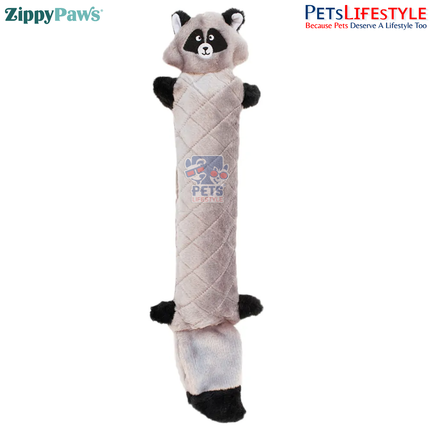 ZippyPaws Jigglerz® – Raccoon  Stuffing-Free Plush Dog Toy | 3 Ways to Squeak