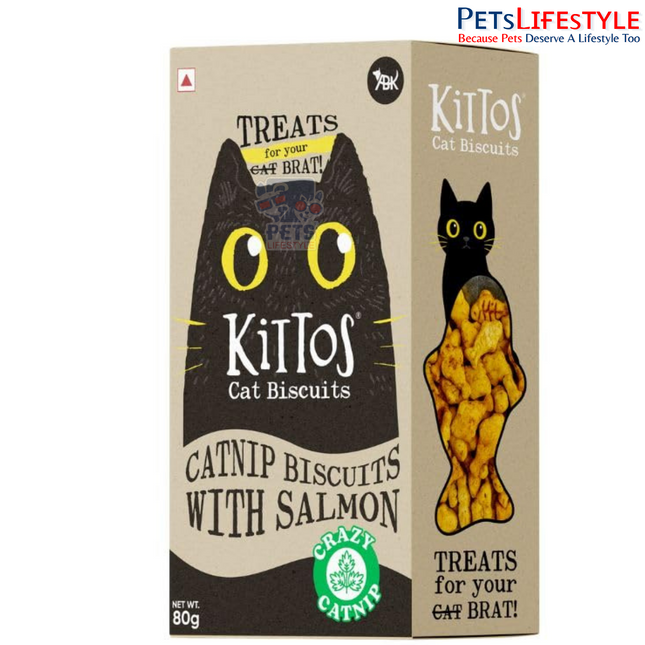 Kittos Cat Biscuits Salmon & Catnip Flavour 80g