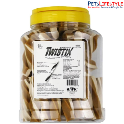 Twistix Canister Twisted Dental Dog Treats – Yogurt & Banana Flavor Daily Dental Chews for Small Dogs | 50 Sticks